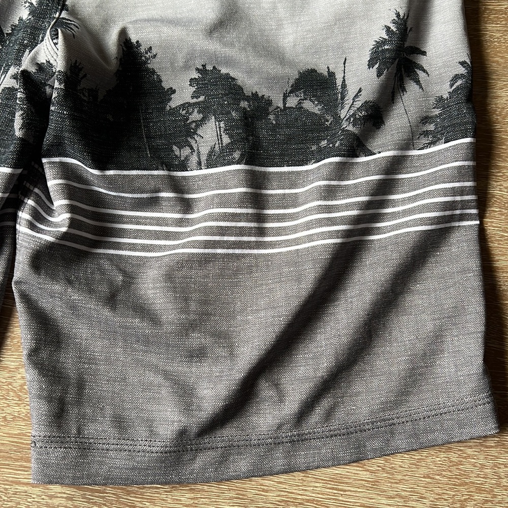 O'neill Men's Monstera Divide-Gray Palm Bermuda Shorts Back Zipper Size 32 - Picture 13 of 14